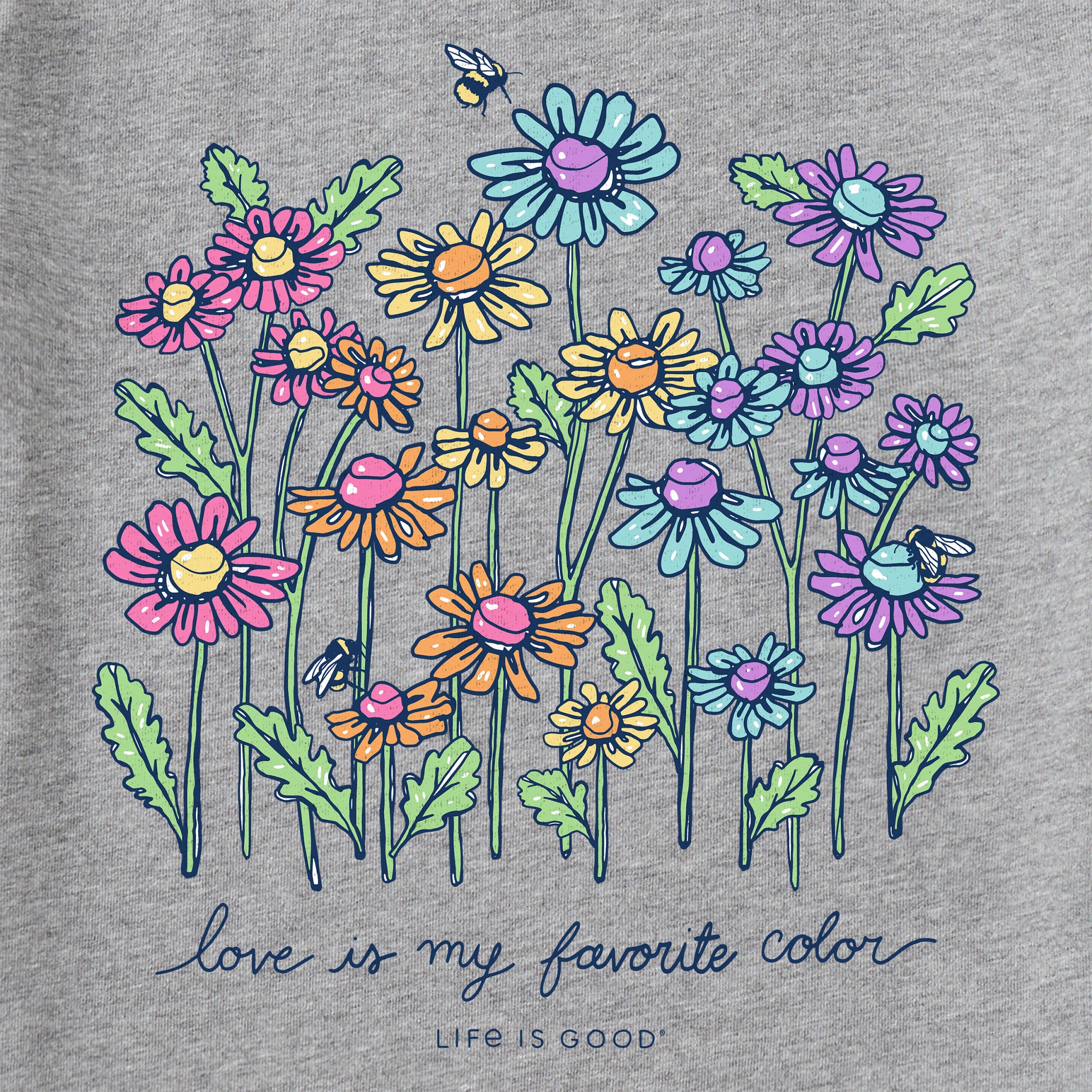 Women's Love Daisy Bee Long Sleeve Crusher Vee
