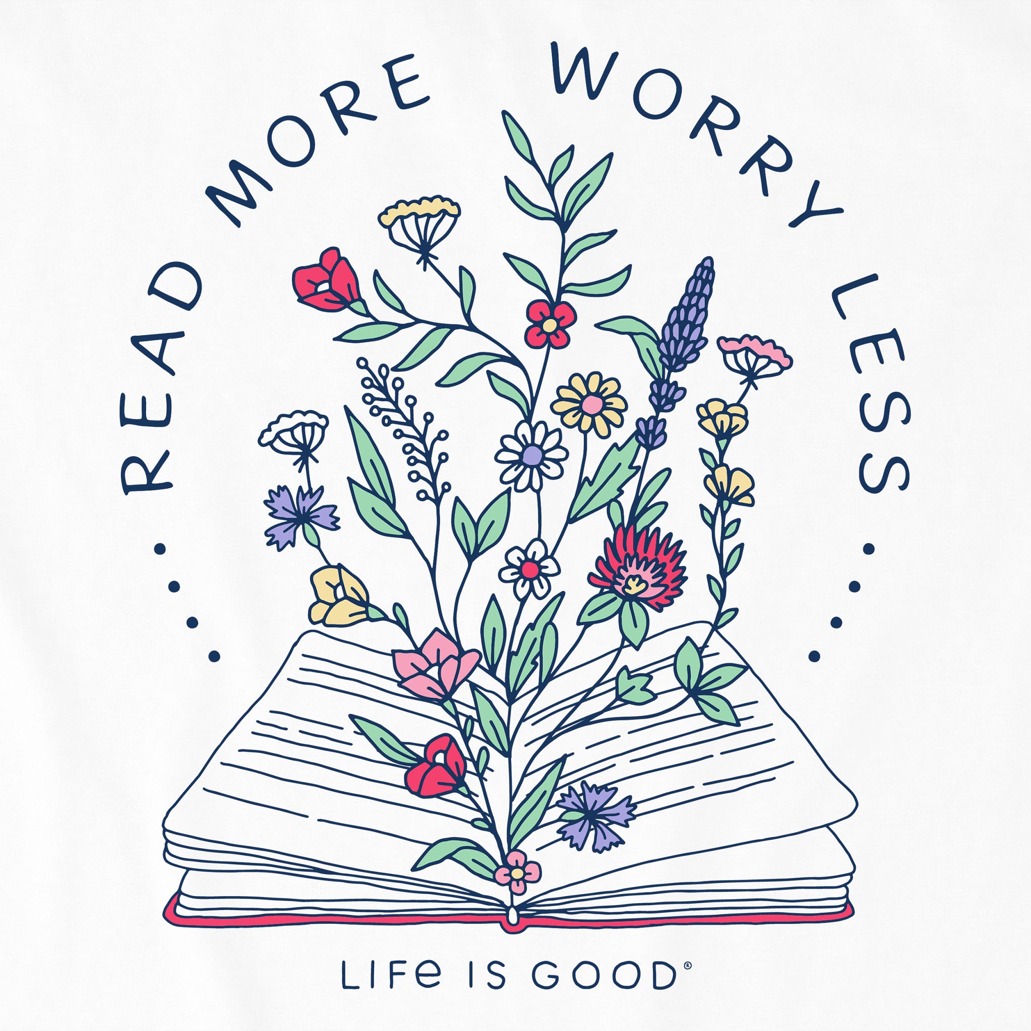 Women's Read More Flower Book Short Sleeve Crusher Vee