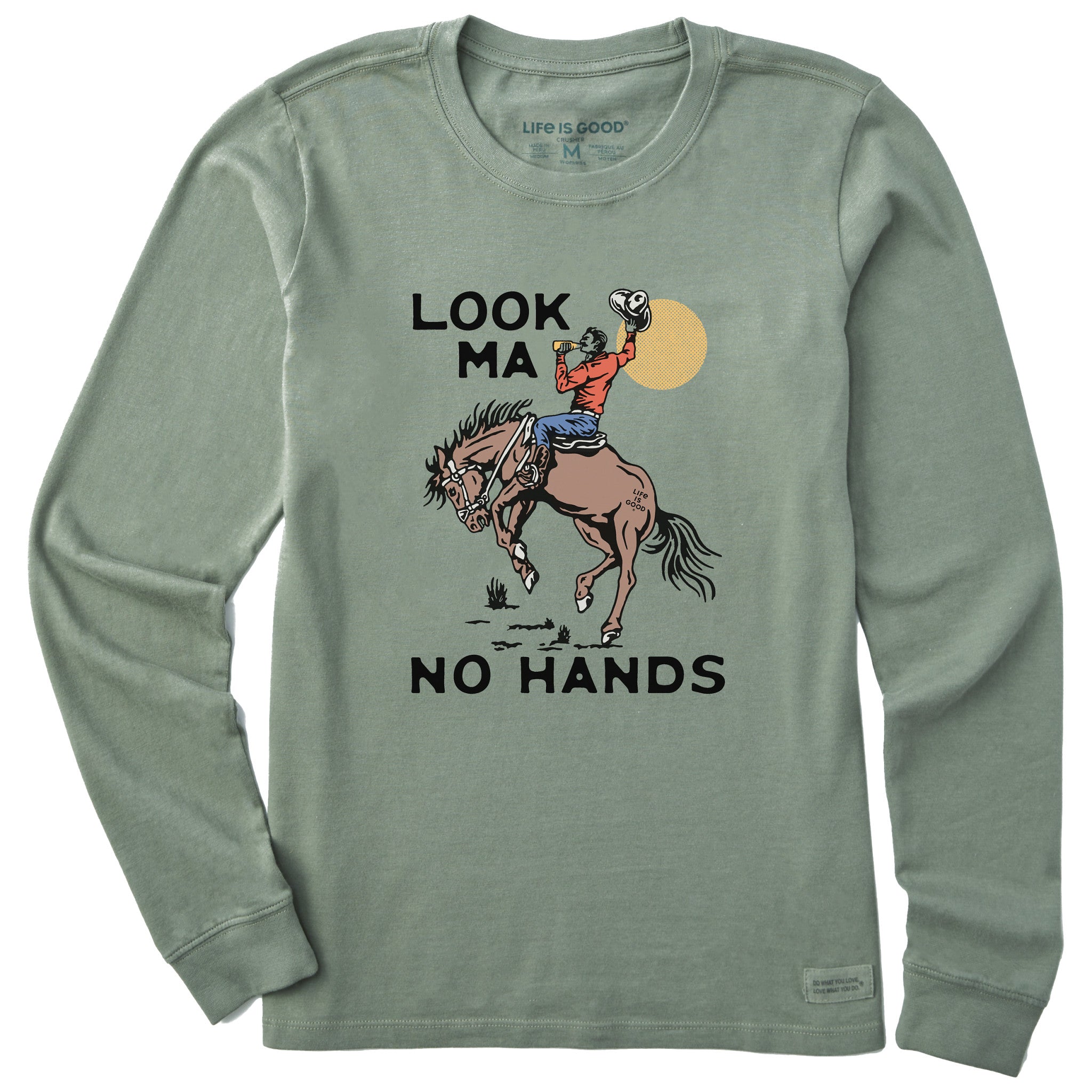 Women's Look Ma No Hands Cowboy Long Sleeve Crusher Tee