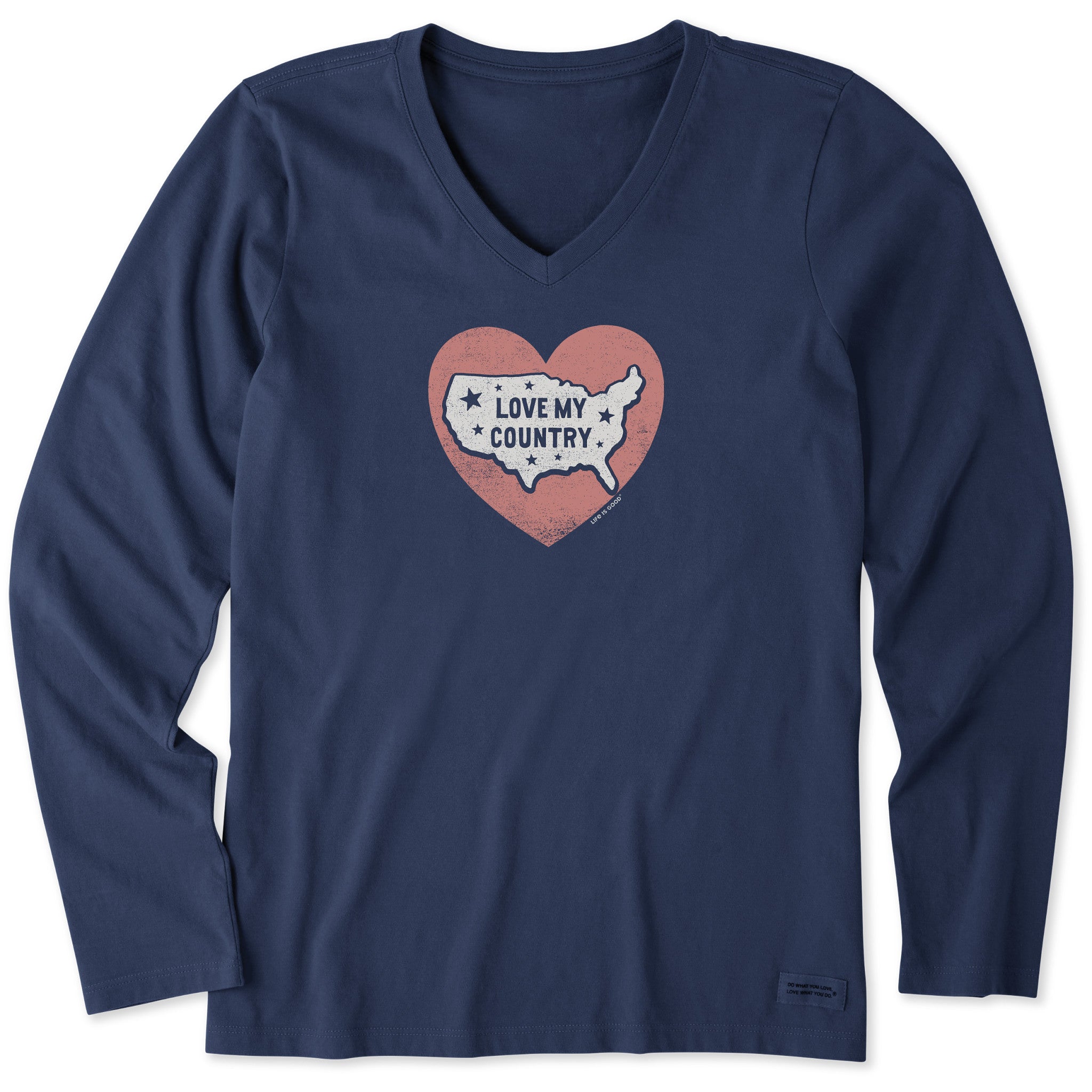 Women's Love My Country Long Sleeve Crusher Vee
